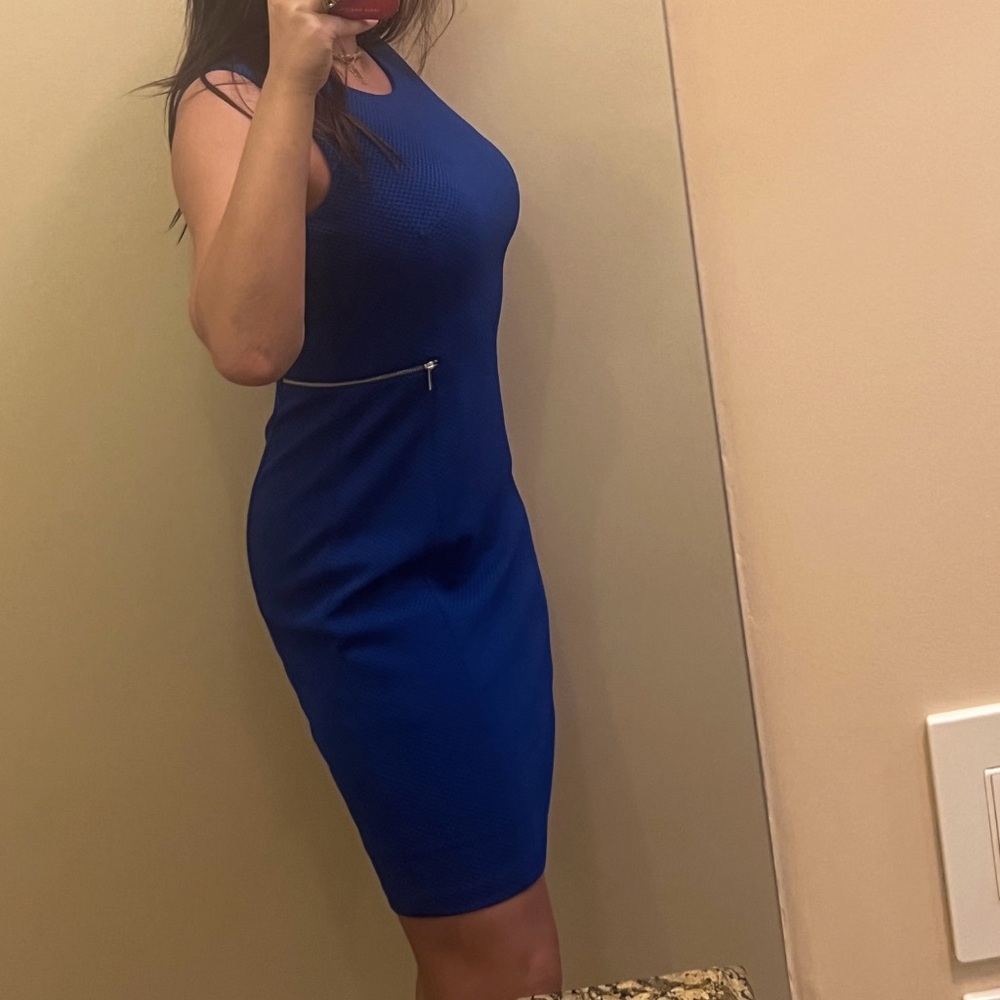 Calvin Klein Blue Sheath Midi Dress